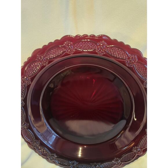 Avon 1876 Cape Cod Ruby Red Pie Plate 11" Fostoria Vintage Pressed Glass USA - Picture 2 of 6